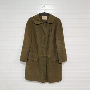 Debutogs VTG 1950s Long Coat Heavyweight Sueded Metal Spectemur Agendo Buttons
